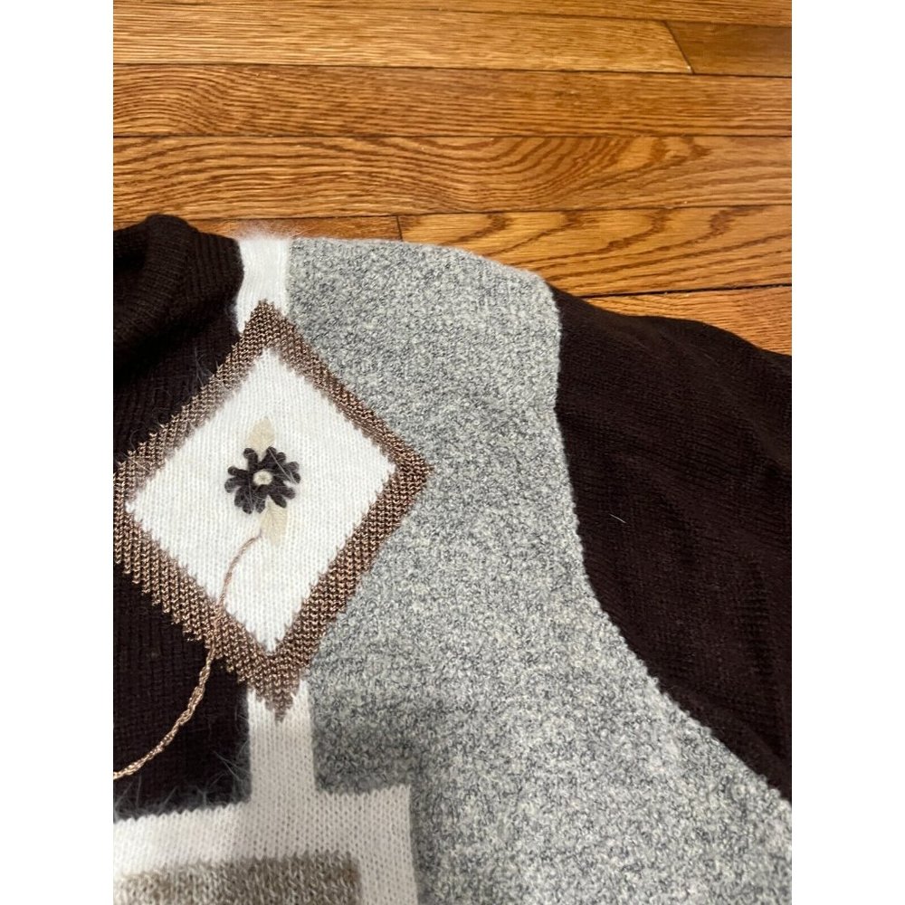 Vintage Dressbarn Sweater Womens Sz Large 14/16 Brown Retro Acrylic Knit NWT NOS - Picture 4 of 7